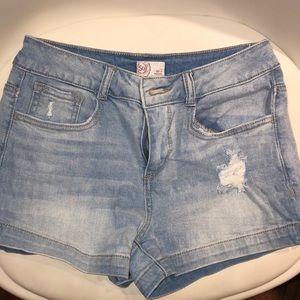 light wash denim shorts